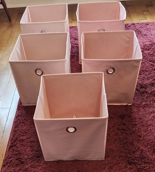 Set Of 5 Used Room Essentials Fabric Storage Bin Cubes 11" Tall x 10.5" Wide