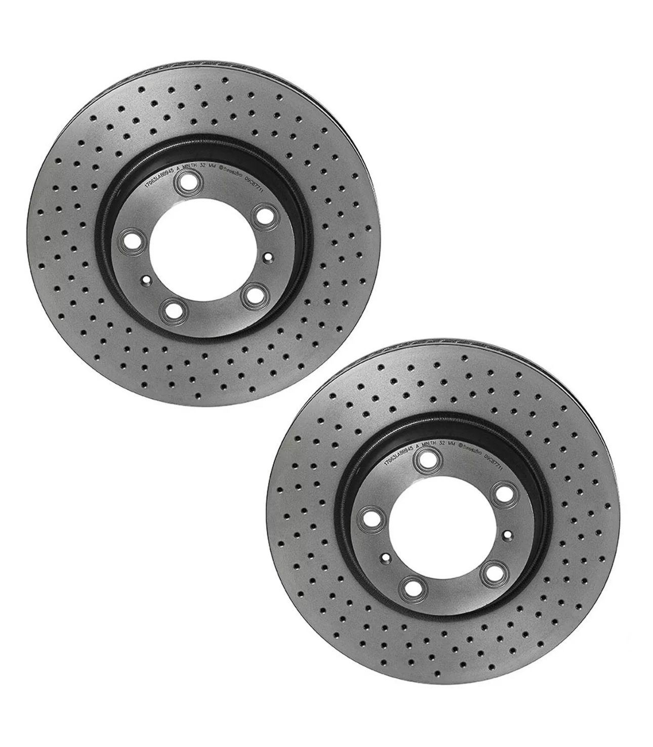 Brembo Pair Set of 2 Front Drilled PVT + 330mm Brake Disc Rotors And brake Pad Kits with Sensor For Porsche 911 (991)
