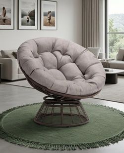 Papasan Outdoor & Indoor Chair - Brown Frame and Silver Cushion