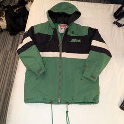 Vintage 90s New York Jets NFL Nutmeg Front Zip Coat Jacket