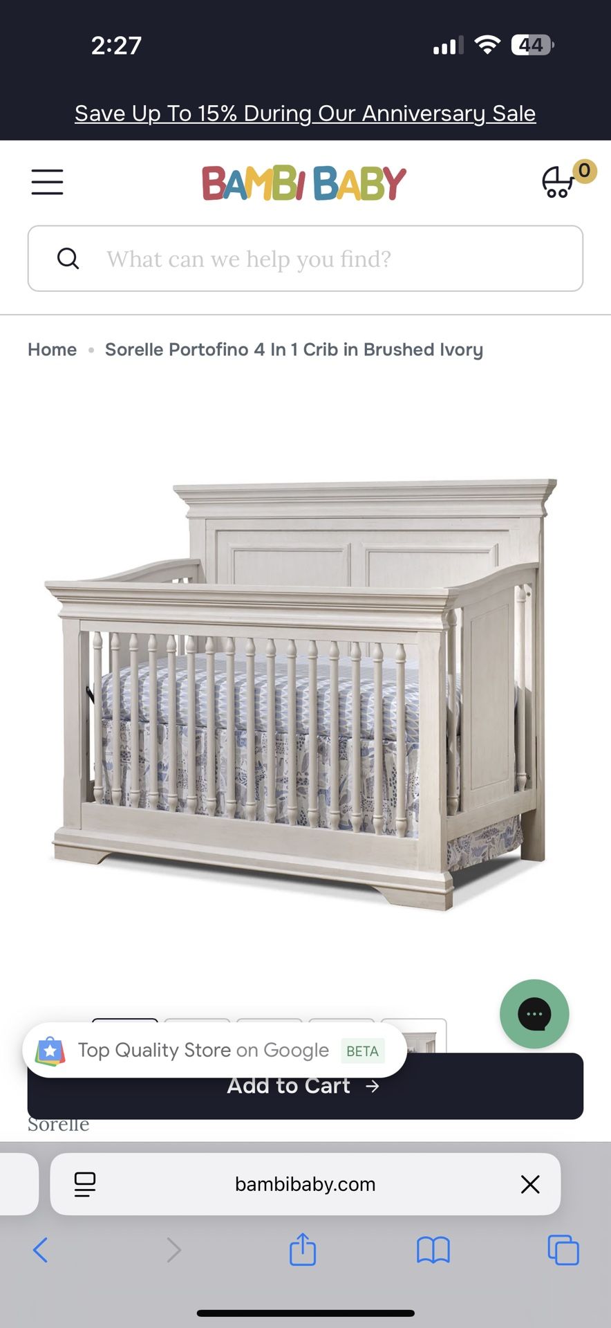 Crib With Toddler And Full Size Kit (Sorelle Portofino)