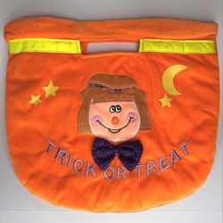 Orange Plush Halloween Trick or Treat Bag, Y2K