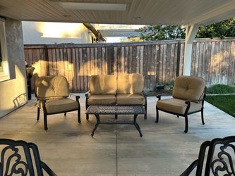 4-Piece Outdoor Patio Furniture Set with Loveseat, Armchairs, and Coffee Table by Elizabeth