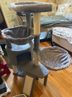New-cat tree, just assembled- 42-44” tall