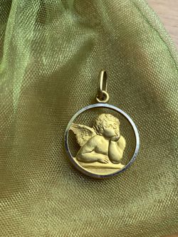 18k Italian Gold Angel Pendant