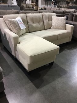 White Quartz Stain Resistant Sofa with Reversible Chaise - Available in Charcoal Gray