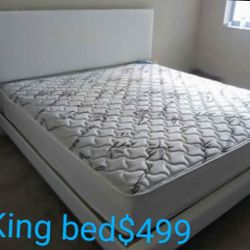$499 White King Bed Frame With Mattress And Box-spring New Free Delivery 