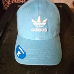 Female Adidas Cap. Sky Rush Blue. Relaxed Strap Back.