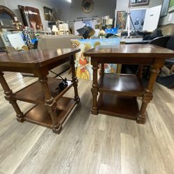 Set of Two End Tables with Outlets 