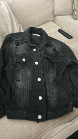 Black Distressed Denim Jacket size medium