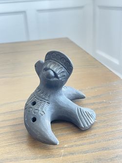 Columbian Clay Vessel Flute South American Style 4-Hole Ocarina Folk Art - 3 ¾"