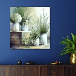 COURTSIDE MARKET Potted Plant II Canvas Wall Art 2 Pc 30x30 And 24x24