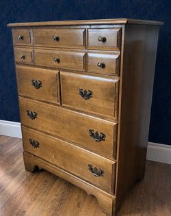 Vintage Solid Maple Tall Chest of Drawers – Dovetail Construction – Colonial Highboy