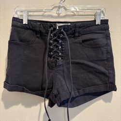 PacSun Black Lace-Up High Waist Shorts