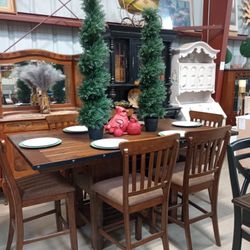 Rustic Style Counter Height Table Set 