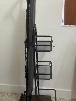 Black Metal Ladder Shelf with Mesh Baskets