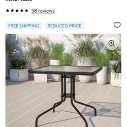 Flash Furniture 31.5" Square Tempered Glass Metal Table