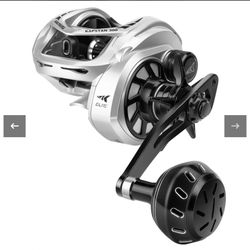 Kapstan Elite 300 Baitcasting Reel Left Handed Spooled With 50 Lbs Braided line 
