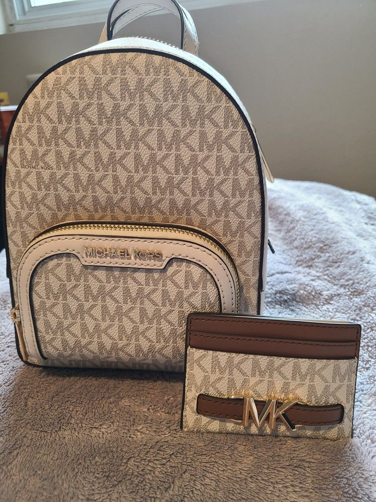 Brand New Michael Kors Mini Backpack + Matching Wallet Set