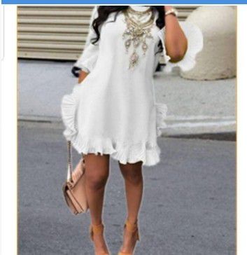 Lovely Sweet Ruffle Design white Blending Mini Dress