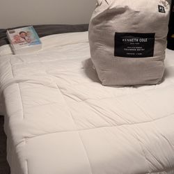 Queen Mattress, Bed Frame, Comforter And Encasement 