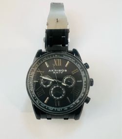 AKRIBOS XXIV Mens AK736BK Black Chrono Stainless Steel 45mm Watch 133550