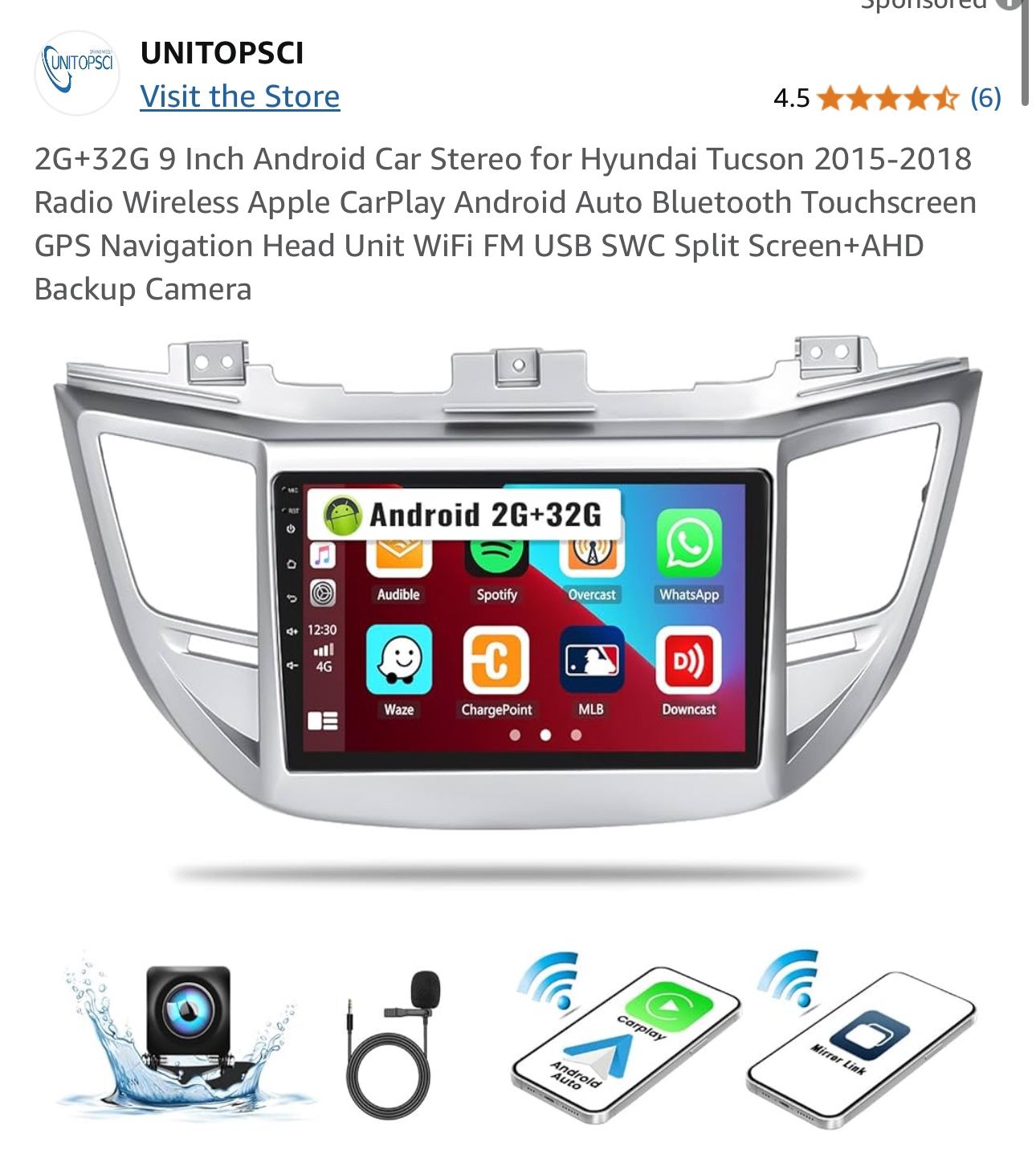2G+32G 9 Inch Android Car Stereo for Hyundai Tucson 2015-2018 Radio Wireless ...