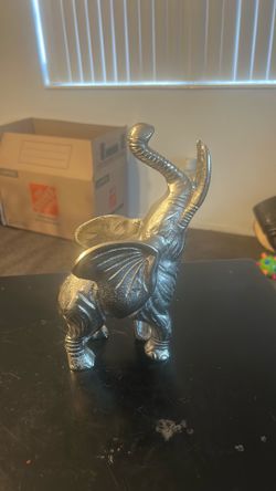 vintage metallic elephant figurine 10 inches tall