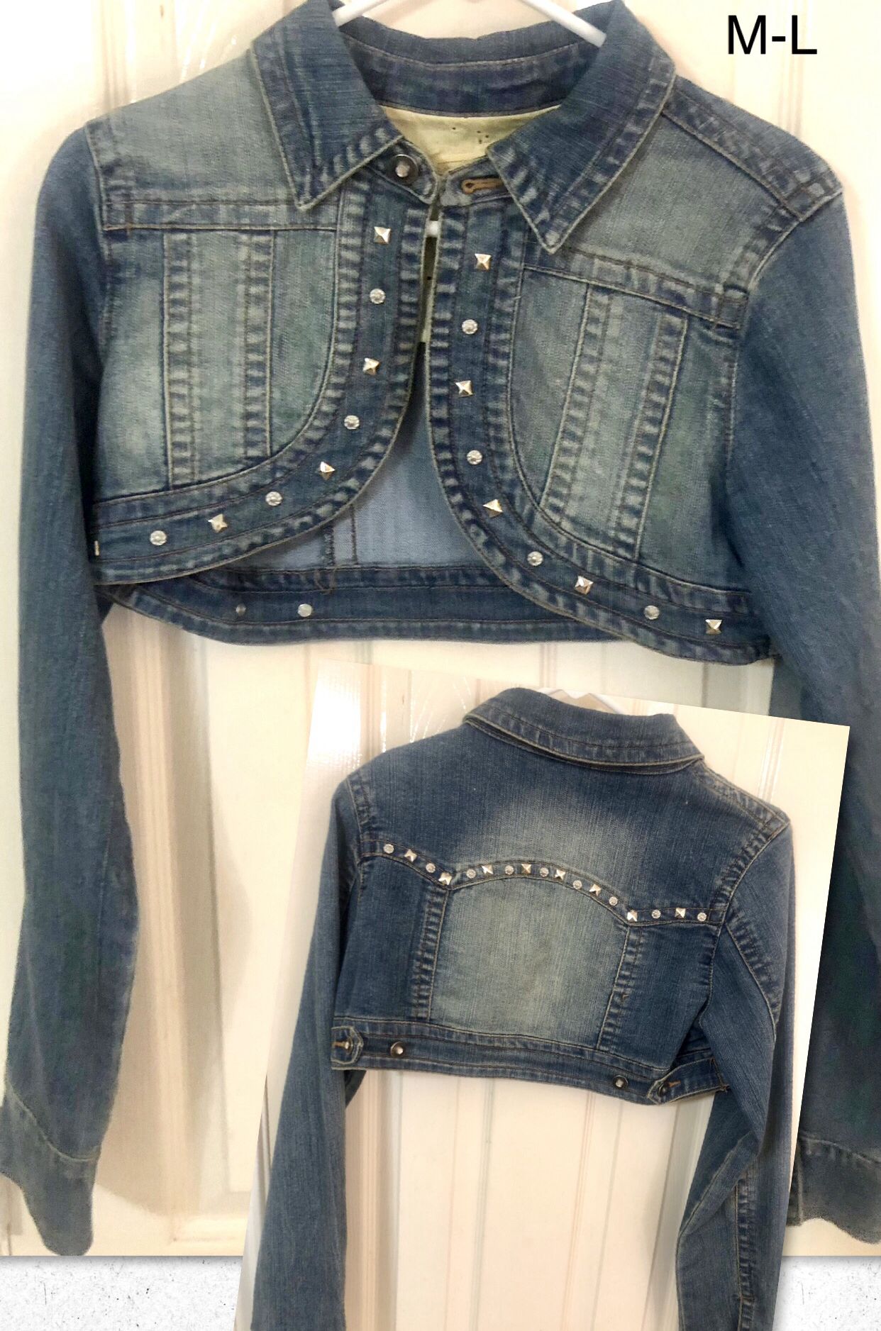 Rhinestone Y2k Vintage AUTHENTIC -NEW-OG Jean Denim Jacket Balero size M