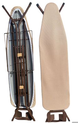 Household Essentials Bronze Deluxe Ironing Board with Iron Rest and Clothes Rack