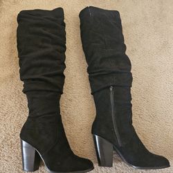 Over the knee suede black boots,  size 7