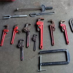Older CRAFTSMAN pipe wrenches and clamps