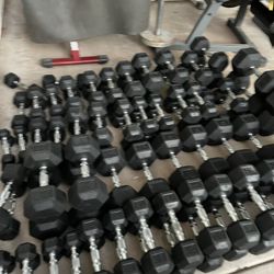 Hex Rubber Dumbbells $1/lb 3-100lbs