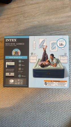 LIKE NEW Intex Queen Air Mattress with Built-In Pump – 18” Mid-Rise