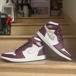 New Men’s Air Jordan I 1985 Retro Hi-tops (White with Burgundy, Grey and Translucent)
