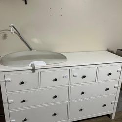 White 8-Drawer Dresser w/ Attached Changing Pad