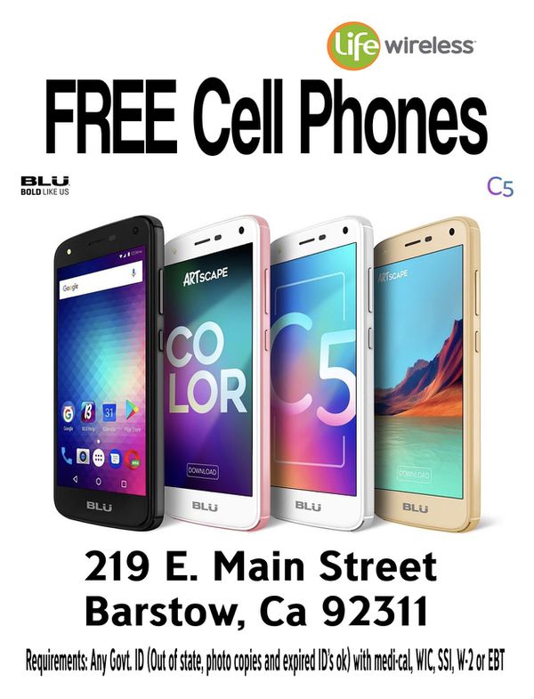 Free cell phones. All you need is an ID (expired, photo copy, out of