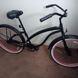 Matte Black/Pink Firmstrong Bella Fashionista Beach Cruiser Bicycle

P