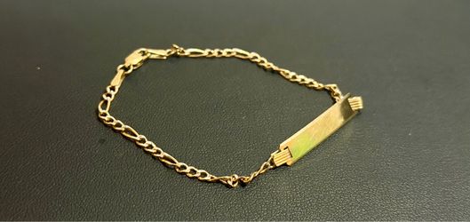 14k kid bracelet name id blank figaro link broken