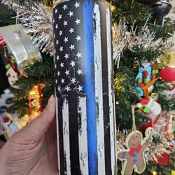 Glow In The Dark Flag With Blue Police Line