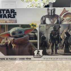 Star Wars 1000 Piece Puzzle Pack of 2 x 500 pc The Mandalorian Prime 3D Puzzles