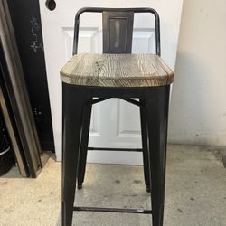 Industrial Bar Stool with Wood Seat X 2 Unit
