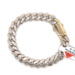10kt Gold 2 Tone Monaco Bracelet 10.6mm 14.50grams 8.5” 145992 11