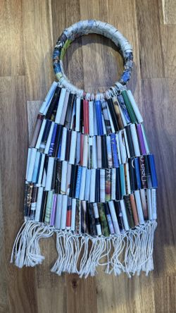 Handmade Recycled Paper Bead Bag!