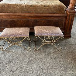 Set Of 2 Ornate Ottomans
