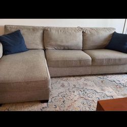 Crate And Barrel Sleeper Sofa Couch W Chaise Storage 