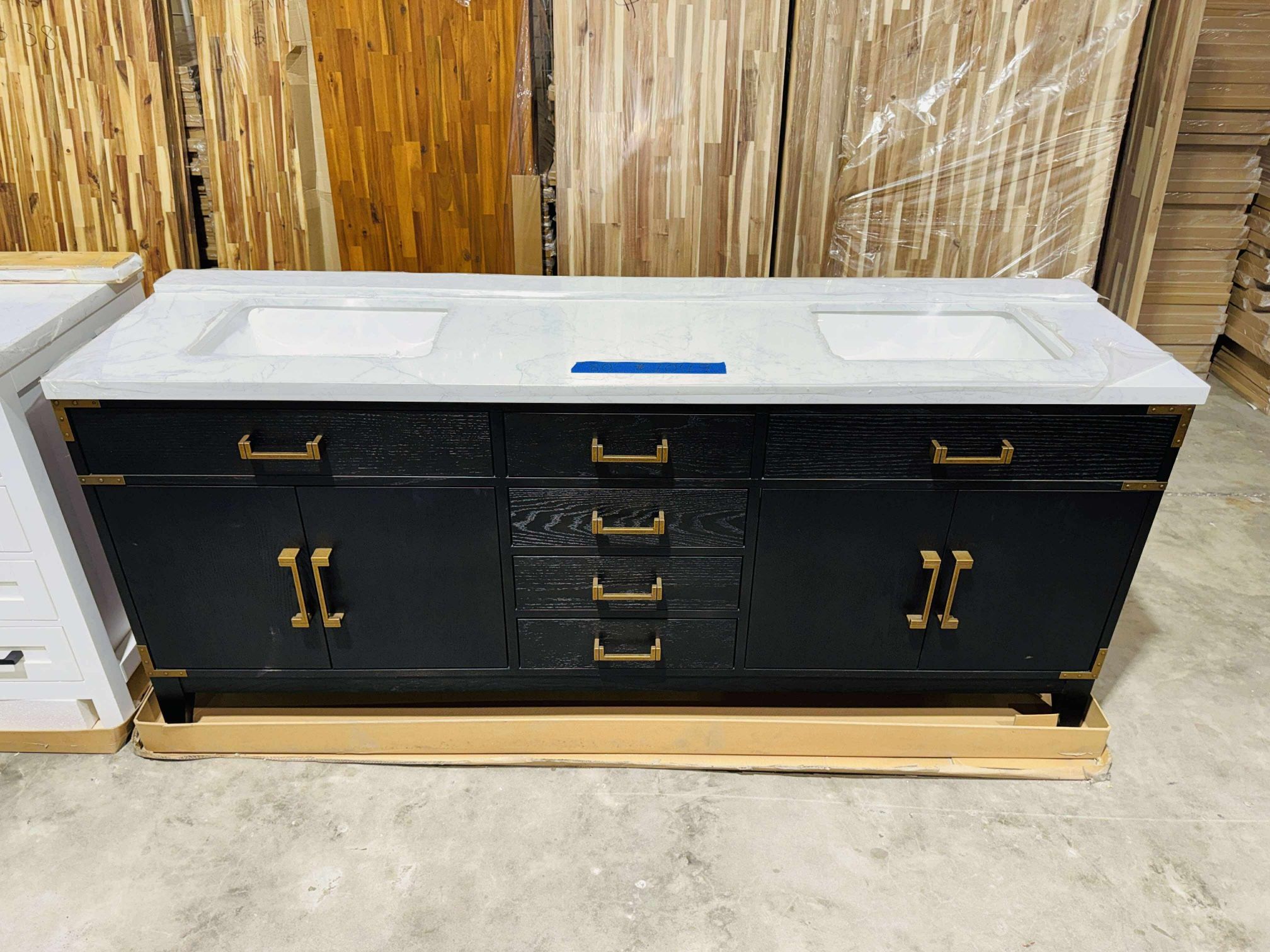 80” Beautiful Bathroom Vanity in Black, double sink soft close solid wood $1,049