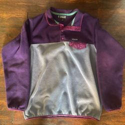 Patagonia Synchilla Fleece Womens XL Purple Snap-T Outdoor Logo Jumper Lady