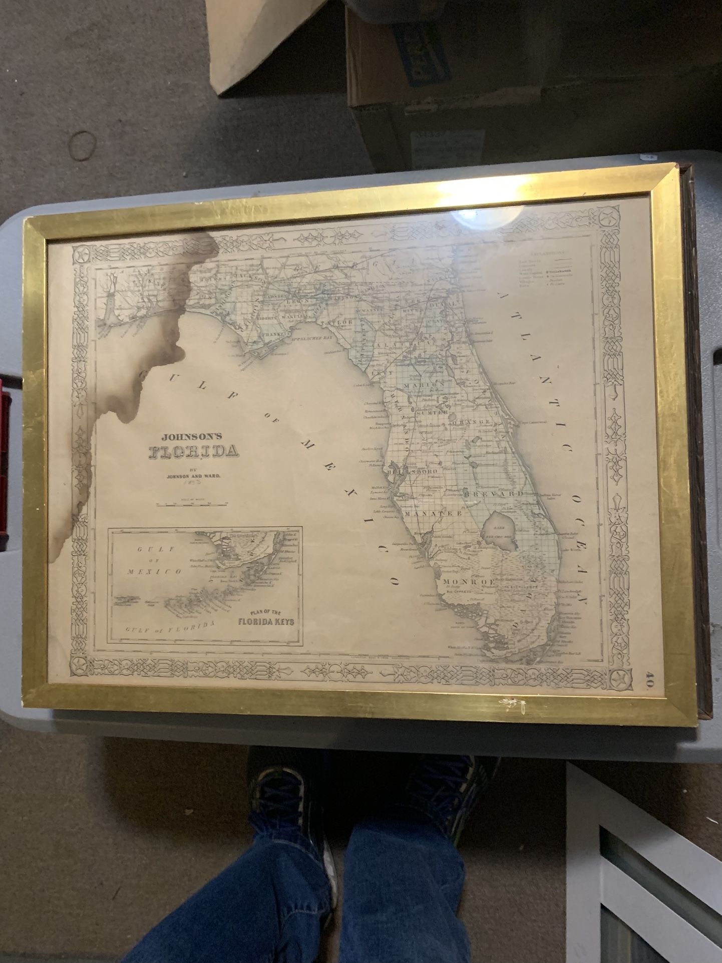 1852 Framed Florida Map