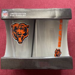 NFL Chicago Bears Limited Edition Handcrafted 16oz Glass Set Of Two